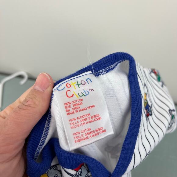 Vintage Cotton Club Striped Bunny Bear Bike Romper Bodysuit 3-6 Months - Picture 4 of 6